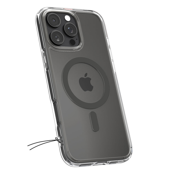 Калъфът MagSafe Spigen за iPhone 16 Pro Max, Ultra Hybrid, прозрачен / сив + 9H закалено стъкло