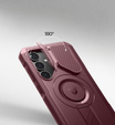 Брониран калъф за Samsung Galaxy S25+ Plus, Dexnor CamProtect MagSafe, червен (Две рамки)