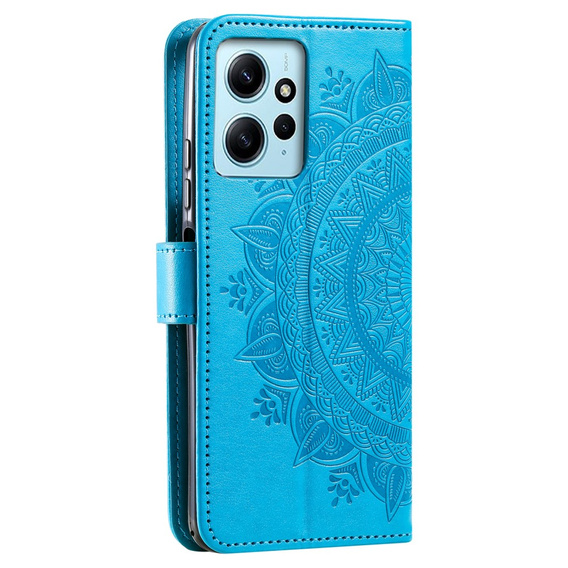 Калъф с капак за Xiaomi Redmi Note 12 4G, Mandala, син