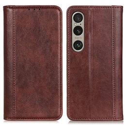 Калъф с капак за Sony Xperia 1 VI, Split Leather, кафяв