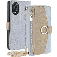 Калъфът с цип Wallet Zipper Pocket за Oppo A38 4G / Oppo A18 4G, Wallet Zipper Pocket, с огледало, син