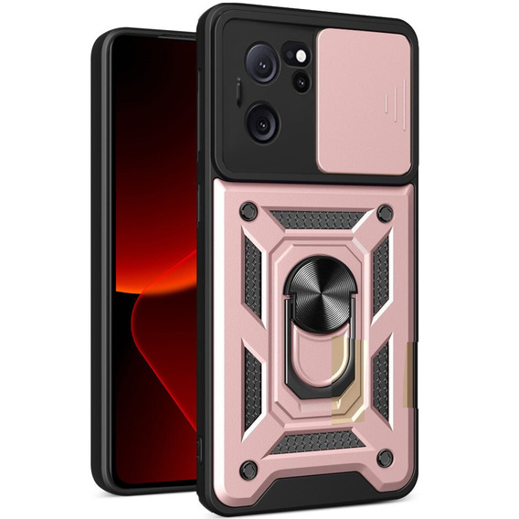 Брониран калъф за Xiaomi 13T / 13T Pro, CamShield Slide, розов rose gold