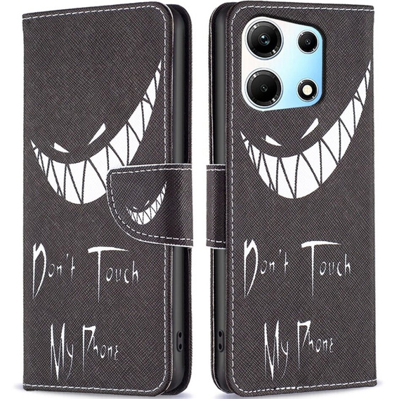 Калъф с капак за Infinix Zero 30 5G, Wallet, Don't Touch My Phone, черен
