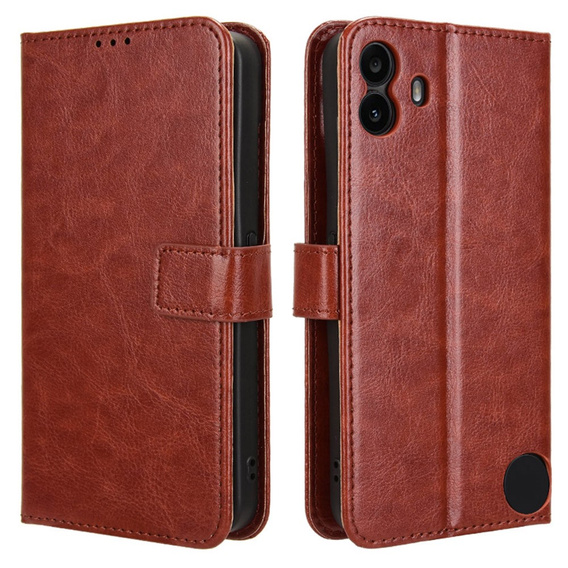 Калъф с капак за Nothing CMF Phone 1, Crazy Horse Wallet, кафяв