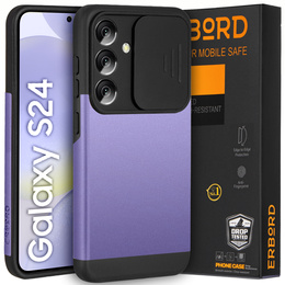 Калъфи за Samsung Galaxy S24, ERBORD CamProtect Slide Camera, лилав