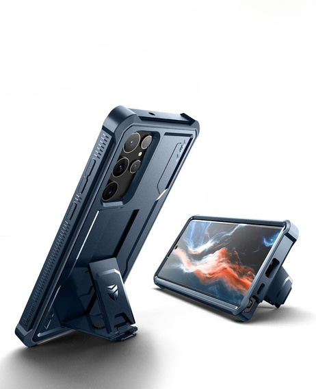 Брониран калъф за Samsung Galaxy S22 Ultra, Dexnor Full Body, тъмносин