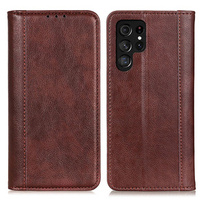 Калъфи за Samsung Galaxy S24 Ultra, Wallet Litchi Leather, кафяв