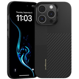 Калъфът BENKS Kevlar за iPhone 16 Pro Max, за MagSafe, въглеродни влакна, черен