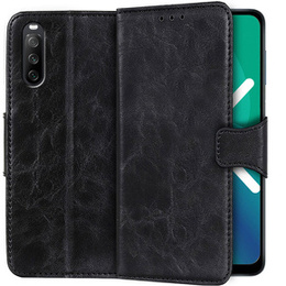 Калъф с капак за Sony Xperia 10 III, Split Leather Wallet, черен
