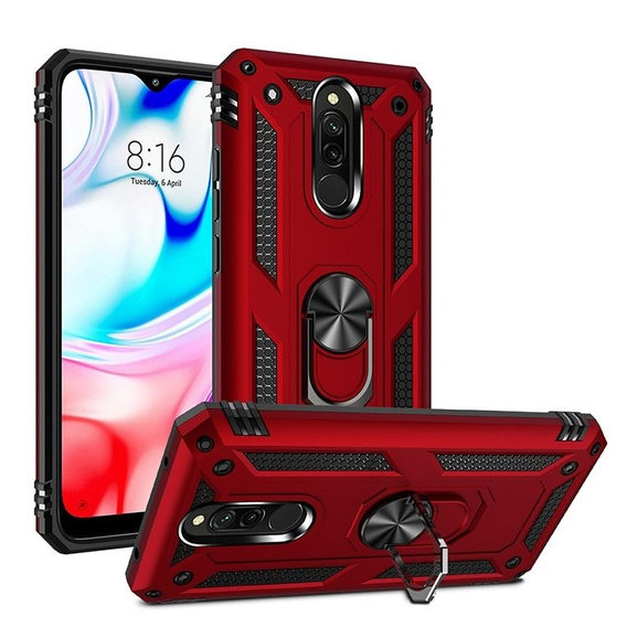 брониран калъф за Xiaomi Redmi 8 / 8A, Nox Case Ring, червен