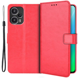 Калъф с капак за Poco F5 5G, Crazy Horse Wallet, червен