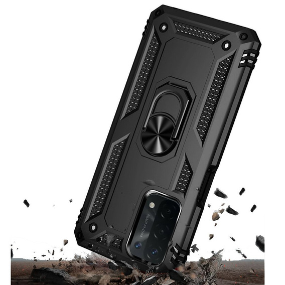 брониран калъф за OPPO A54 5G/A74 5G/A93 5G, Nox Case Ring, черен