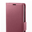 Калъф за Oppo Reno 12, ERBORD Glossy Litchi, портфейл с капак, червен