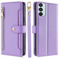 Калъф с капак за Samsung Galaxy M15 5G, Wallet Zipper Pocket, лилав