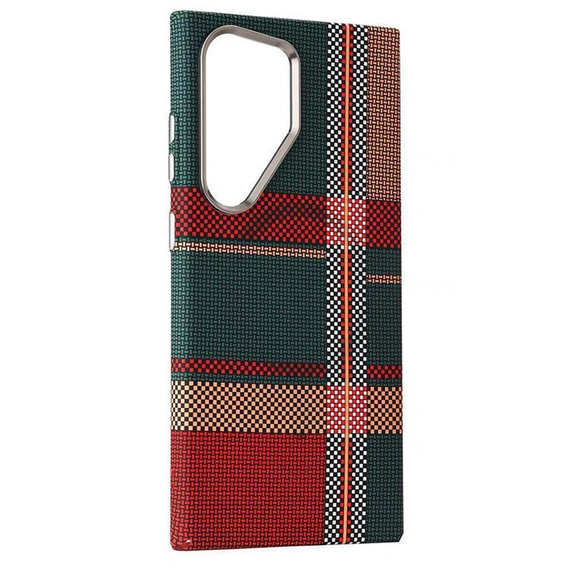Калъфът за Samsung Galaxy S24 Ultra, Carbon Fiber MagSafe, червено / зелено