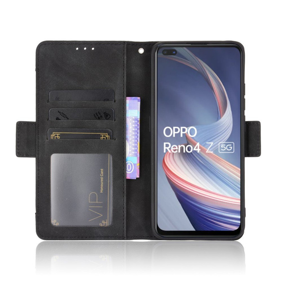 Калъф с капак за Oppo Reno 4 Z 5G, Card Slot, черен