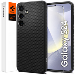 Калъфът Spigen за Samsung Galaxy S24, Liquid Air, черен + 9H закалено стъкло