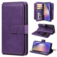 Калъф с капак за Samsung Galaxy A55 5G, 10 Card Slots Wallet, лилав