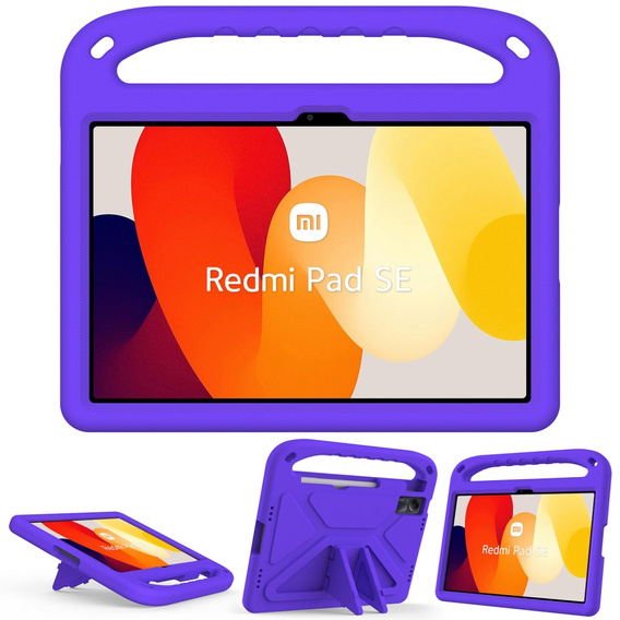 Детски калъф за Xiaomi Redmi Pad SE 11", детски калъф с дръжка, лилав