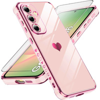 Калъфът за Samsung Galaxy A56, Electro heart, розов rose gold + 9H стъкло