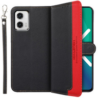 Калъф с капак за Motorola Moto G73 5G, KHAZNEH RFID, черен / червен