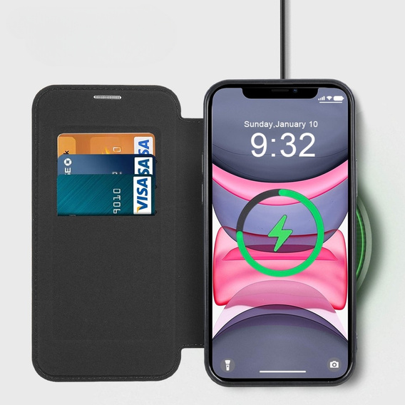 Калъф с капак за iPhone 11, RFID Wallet MagSafe CamShield, черен