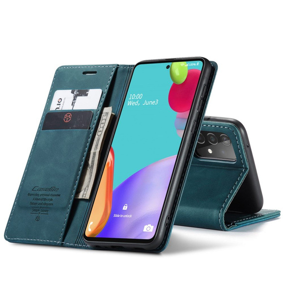 CASEME калъф за Samsung Galaxy A52 / A52s, Leather Wallet Case, син