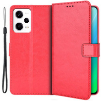 Калъф с капак за Xiaomi Redmi Note 12 5G / POCO X5 5G, Crazy Horse Wallet, червен