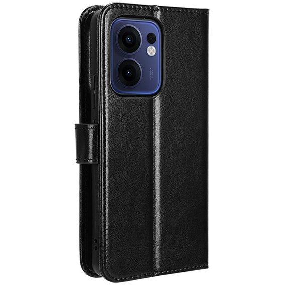 Калъф с капак за Oppo Reno 13F / Oppo Reno 13FS, Crazy Horse Wallet, черен