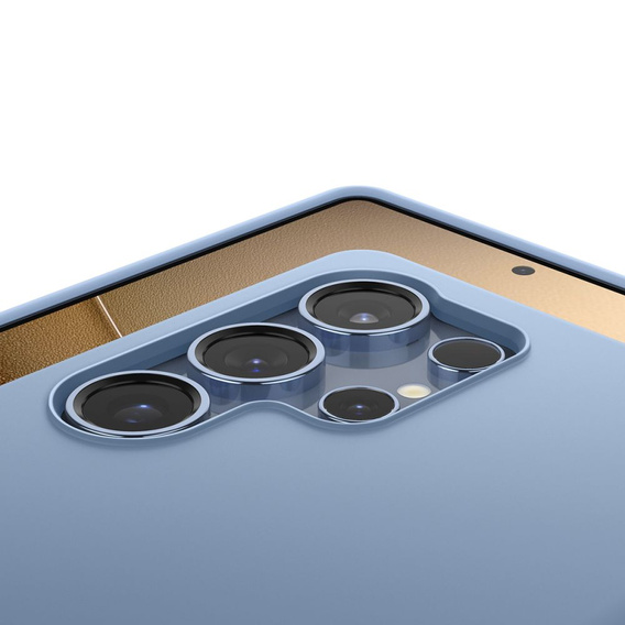 Spigen калъф за Samsung Galaxy S25 Ultra, Silicone Fit Mag, син + закалено стъкло