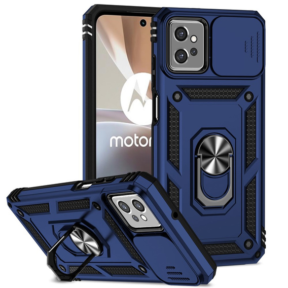 Брониран калъф за Motorola Moto G32, CamShield Slide, син