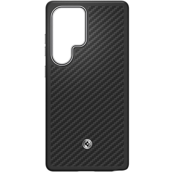 Чохол Spigen для Samsung Galaxy S25 Ultra, Enzo Aramid MagSafe, carbon черен + загартоване скло 9H