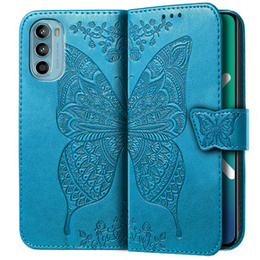 Калъф с капак за Motorola Moto G52 / G82 5G, Butterfly, син