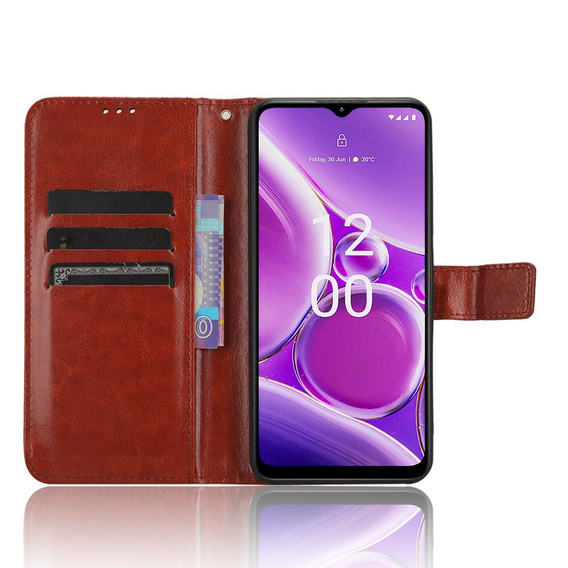 Калъф с капак за Nokia G42, Crazy Horse Wallet, кафяв