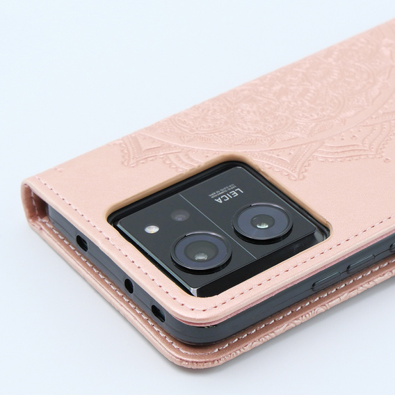 Калъф с капак за Xiaomi 13T / 13T Pro, Mandala, розов rose gold