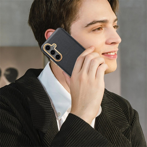 Кожен калъф за Samsung Galaxy S25, leather hybrid, сив