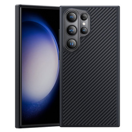 Калъфът BENKS Kevlar за Samsung Galaxy S24 Ultra, за MagSafe, въглеродни влакна, черен