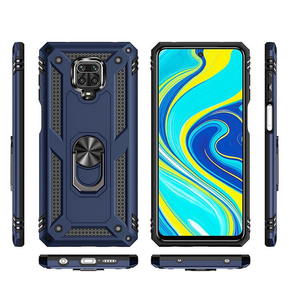 брониран калъф за Xiaomi Redmi Note 9S / 9 Pro, Nox Case Ring, тъмносин