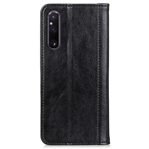 Калъфи за Sony Xperia 1 V, Wallet Litchi Leather, черен