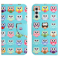 Калъф с капак за Samsung Galaxy M15 5G, Wallet, Owls син