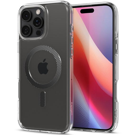 Калъфът MagSafe Spigen за iPhone 16 Pro Max, Ultra Hybrid, прозрачен + 9H закалено стъкло