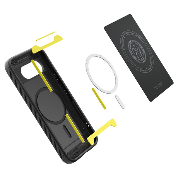 Калъфът Spigen за Google Pixel 9A, Rugged Armor MagSafe, черен + закалено стъкло 9H