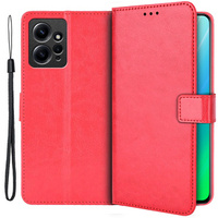 Калъф с капак за Xiaomi Redmi Note 12 4G, Crazy Horse Wallet, червен