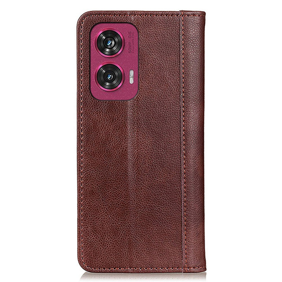 Калъф с капак за Motorola Edge 50 Fusion 5G, Split Leather, кафяв