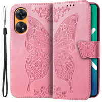 Калъф с капак за Oppo Reno8 T, Butterfly, розов