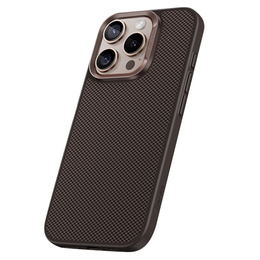 Калъфът BENKS Kevlar за iPhone 16 Pro, за MagSafe, въглеродни влакна, кафяв