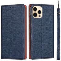 Кожен калъф за iPhone 12 Pro Max, ERBORD Grain Leather, тъмносин