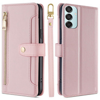 Калъф с капак за Samsung Galaxy M15 5G, Wallet Zipper Pocket, розов