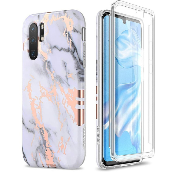 Калъфи за Huawei P30 Pro, Suritch Full Body Marble, бял