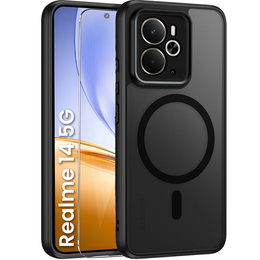 Калъф за Realme 14 5G / Realme 14T 5G, за MagSafe, ERBORD Matt Case, черен + стъкло за екрана